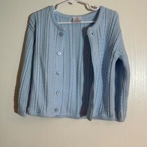 Hanna Andersson Kids Cardigan 100% Organic Cotton Blue Cable Knit‎ Sweater